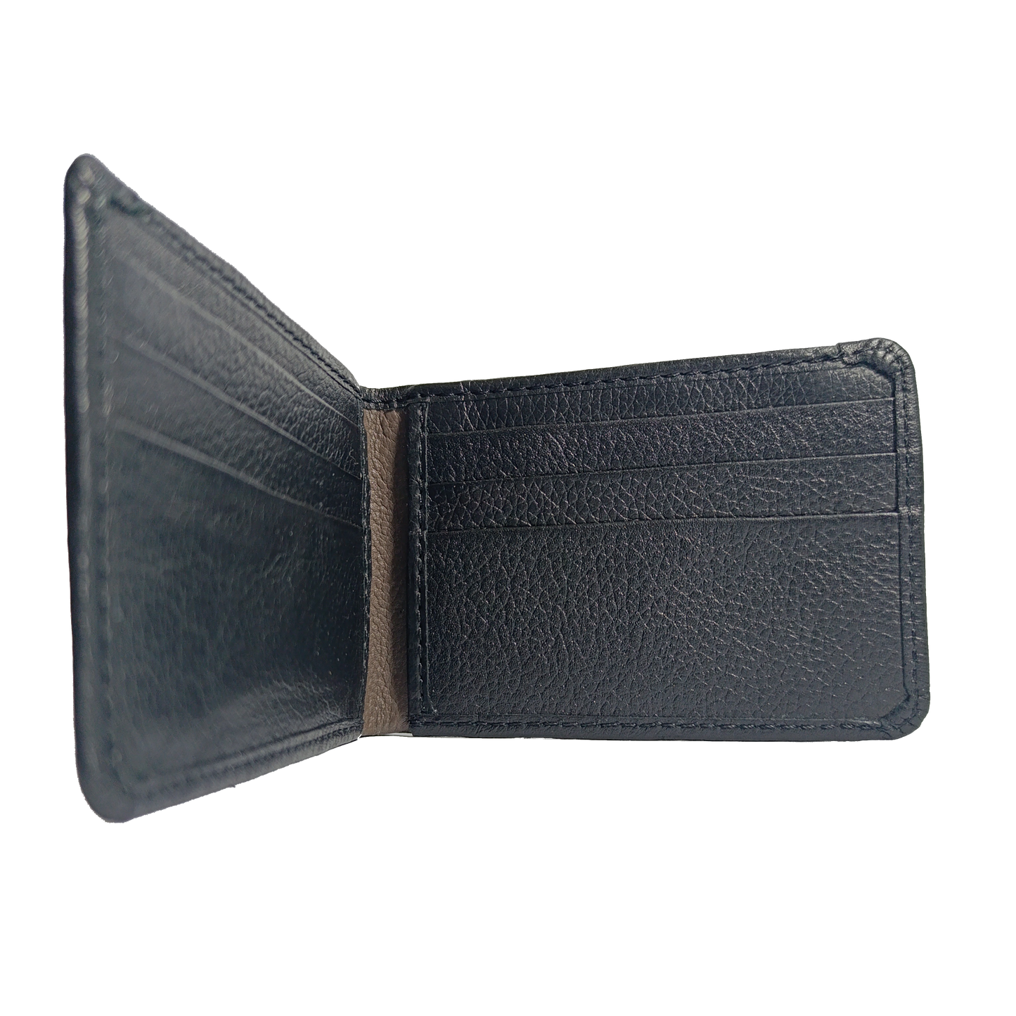 Dollar-Size Pure Leather Black Wallet