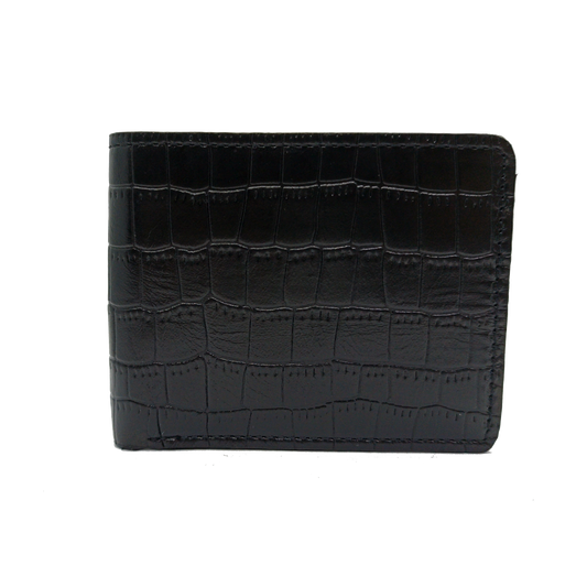 Crocodile-Texture Leather Wallet - 6 Card Slots, 2 Hidden Pockets & 2 Cash Compartments