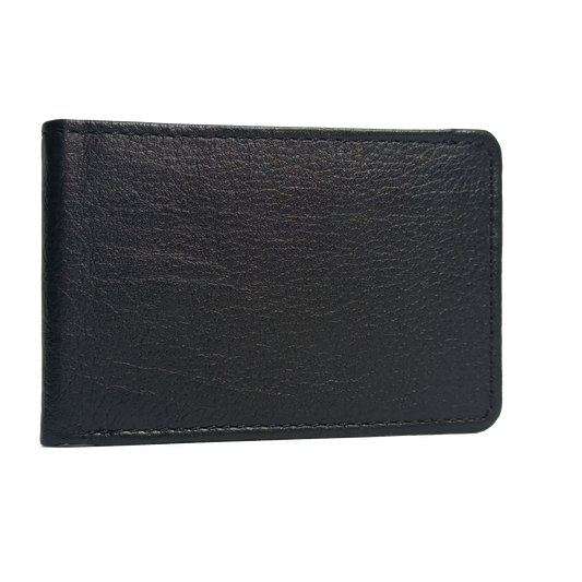 Dollar-Size Pure Leather Black Wallet