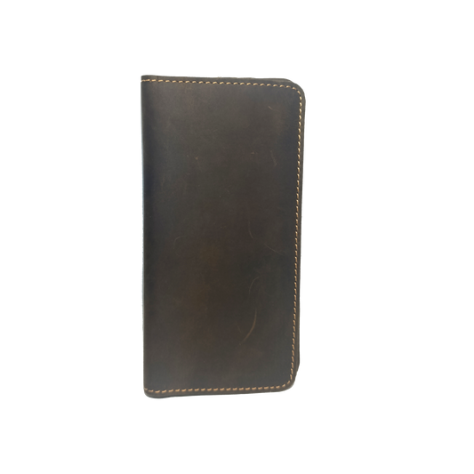 Classic Large-Size Pure Leather Wallet – Dark Brown